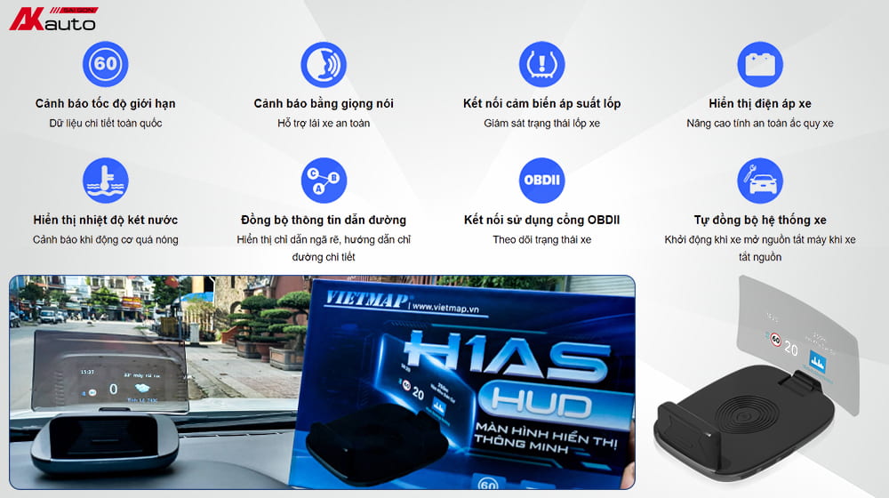 Màn hình HUD kính lái Vietmap H1AS