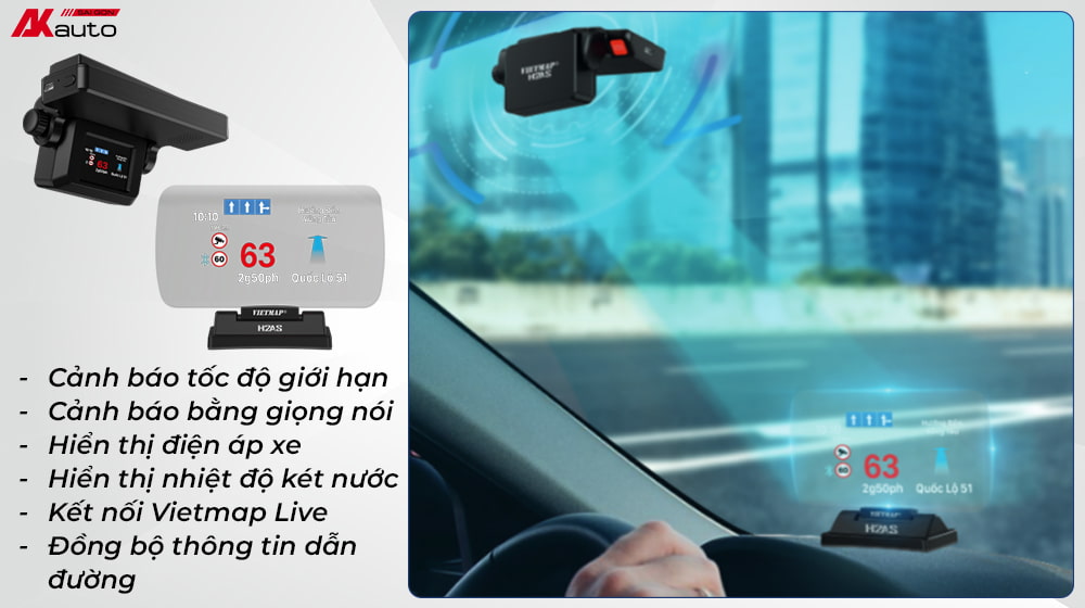 Màn hình HUD kính lái Vietmap H2AS