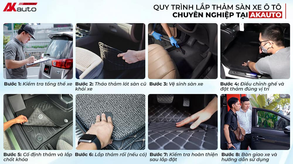 Quy trình lắp thảm sàn xe ô tô chuyên nghiệp tại AKauto