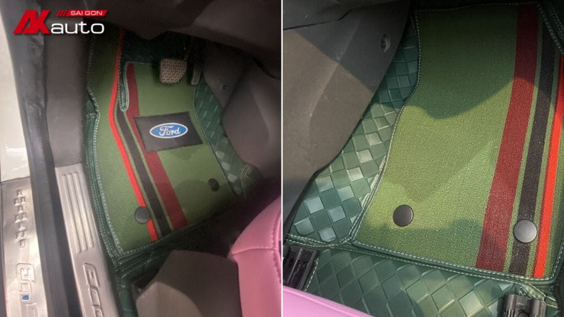 Thảm lót sàn 360 màu xanh lá tạo điểm nhấn cho nội thất xe Ford Ecosport