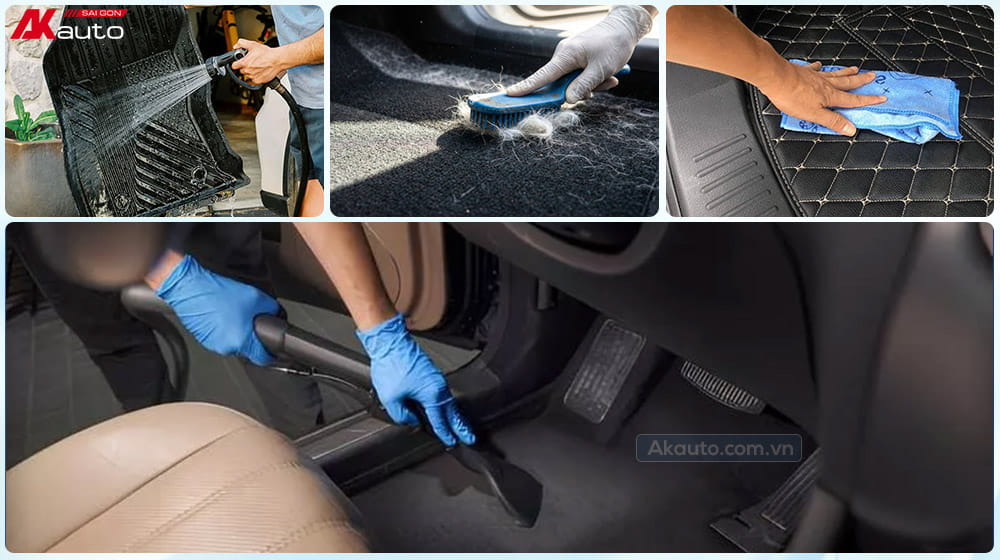 Ưu tiên thảm sàn xe ô tô có khả năng lau rửa nhanh, khô ráo
