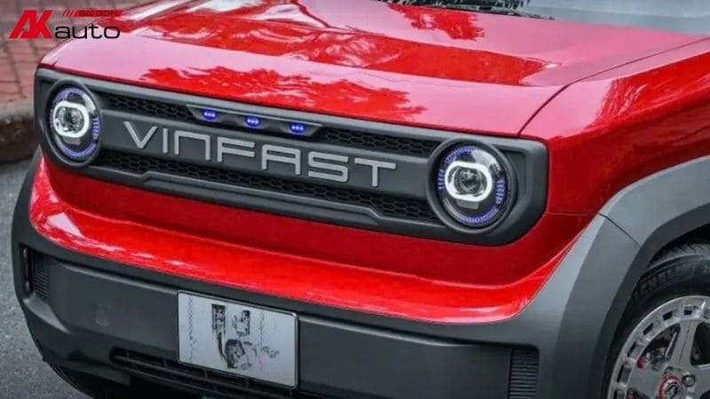 Nâng cấp ánh sáng cho xe Vinfast Vf3 đỏ hỗ trợ lái xe an toàn