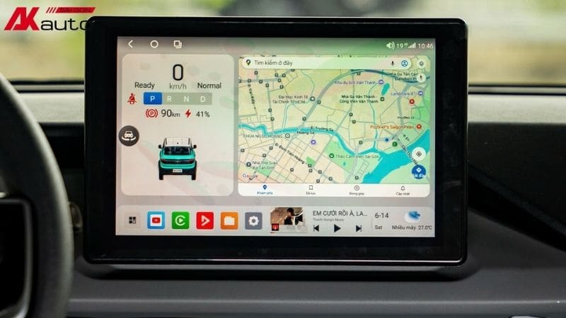 Nâng cấp màn hình anhdroi thông minh cho xe Vinfast VF3 màu đỏ