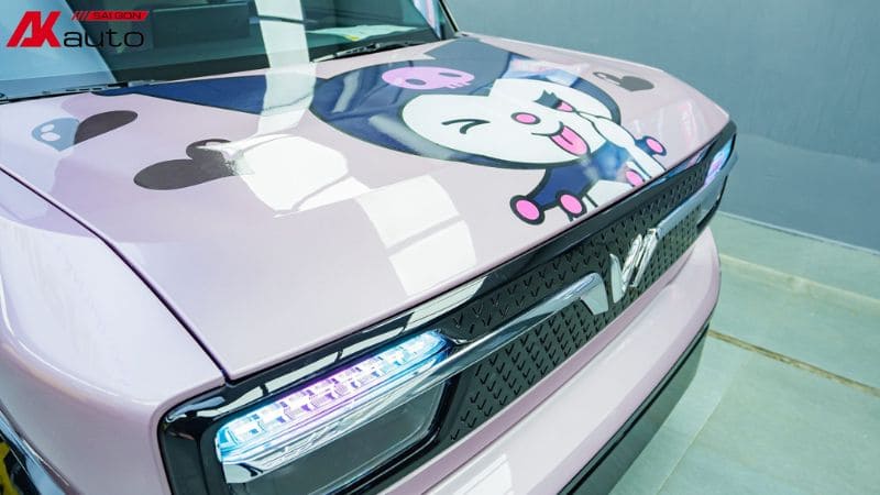 VF3 màu tím độ đèn tăng sáng hỗ trợ lái xe an toàn