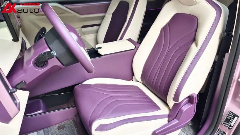 Bọc lại ghế dá phối màu tím và kem cho VF3 tím