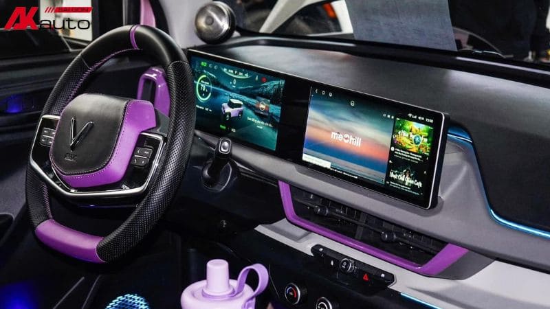 Trang bị màn hình android cho VF3 tím