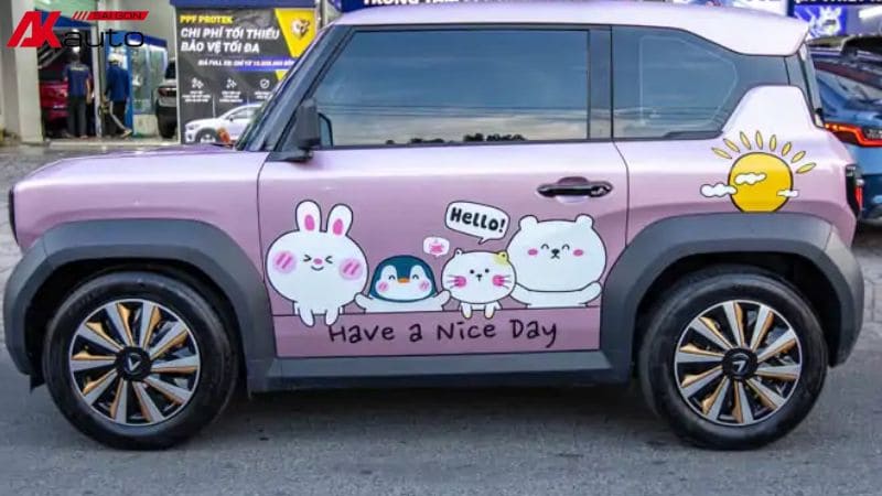 Tem dán xe VF3 tìm mèo đẹp