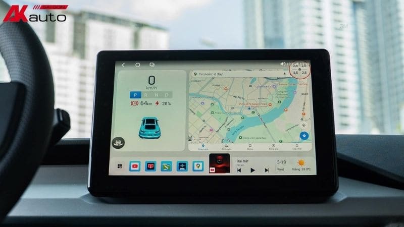 Hình ảnh màn hình android sau khi được lắp trên VF3 xanh rêu