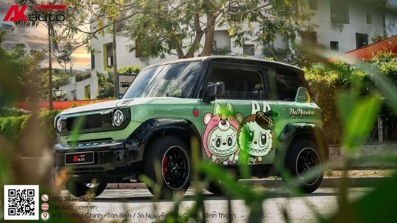 Mẫu độ tem dán dễ thương cho chiếc VF3 xanh