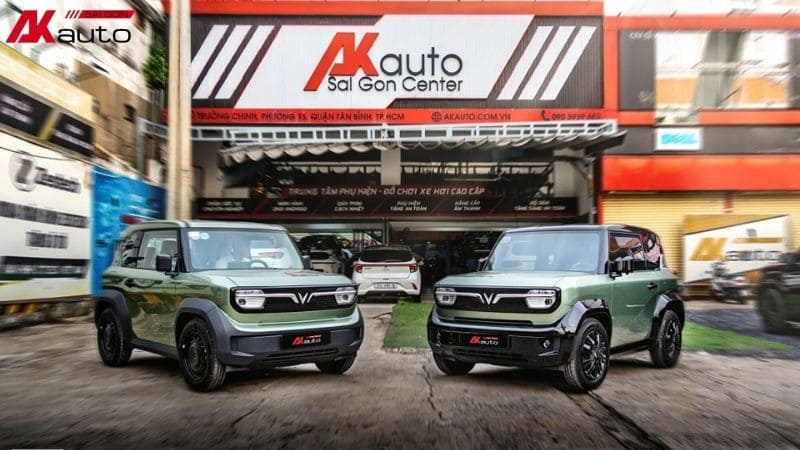 AKauto nơi độ xe VF3 xanh rêu uy tín HCM