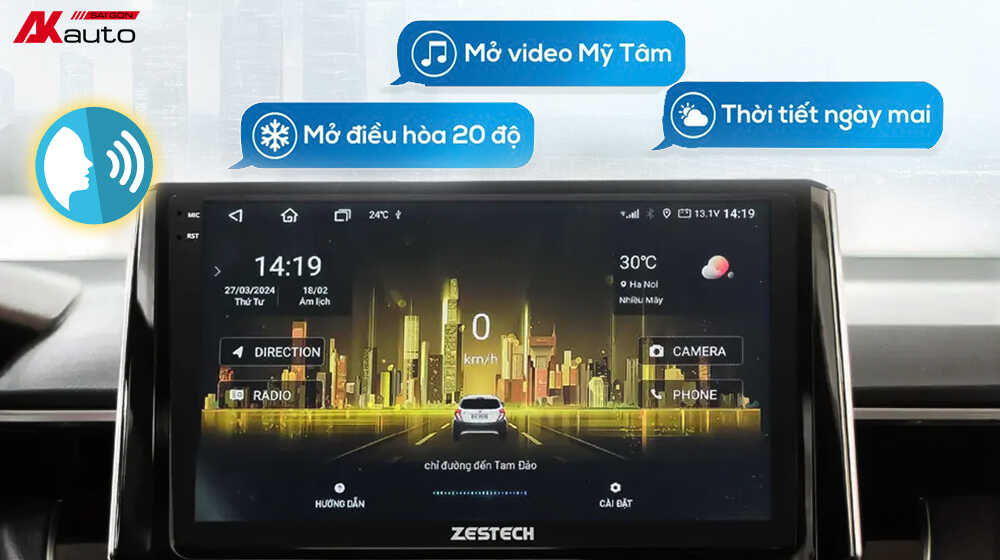 Màn hình android ô tô cho phép điều khiển bằng giọng nói tiếng Việt