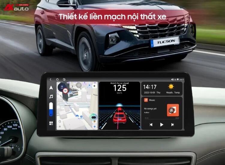 Màn hình Bravigo Pro Tech Tucson có thiết kế liền mạch với khoang nội thất xe