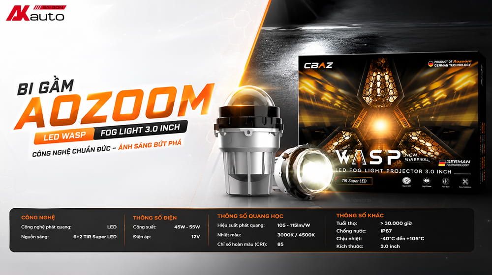 Đèn bi gầm Aozoom LED Wasp Fog Light 3.0 Inch