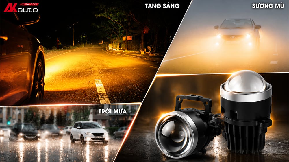 Bi gầm Aozoom giúp tăng sáng, mở rộng tầm nhìn, đảm bảo an toàn khi lái xe