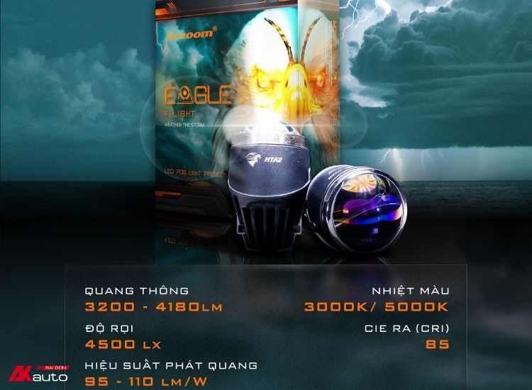 Bi gầm Aozoom Led Eagle Fog Light có nhiều nhiệt màu phù hợp điều kiện di chuyển