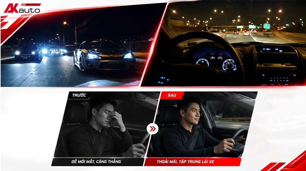 Độ đèn ô tô góp phần giảm mỏi mắt khi lái xe đường dài