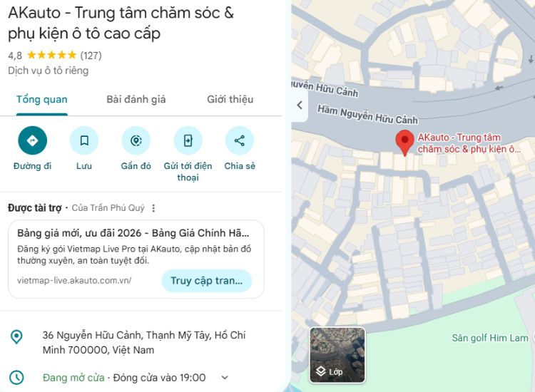 Chi nhánh AKauto Bình Thạnh có vị trí thuận tiện di chuyển cho các khu vực lân cận