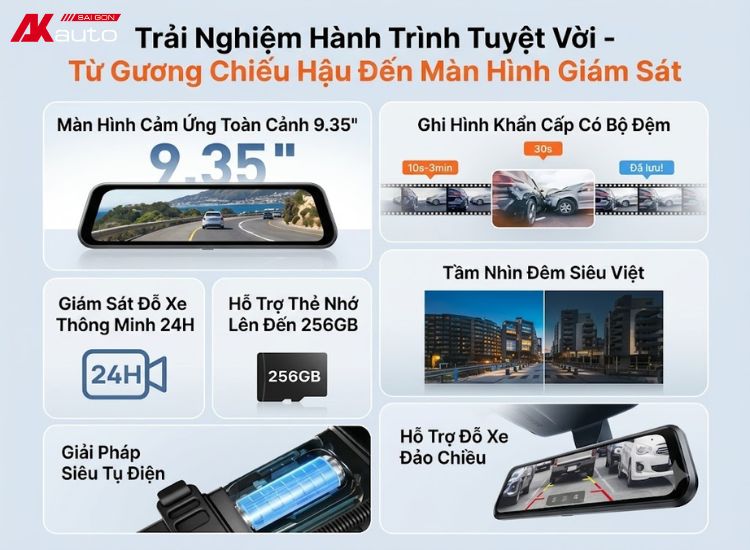 Camera hành trình 70mai S410 gắn gương chiếu hậu