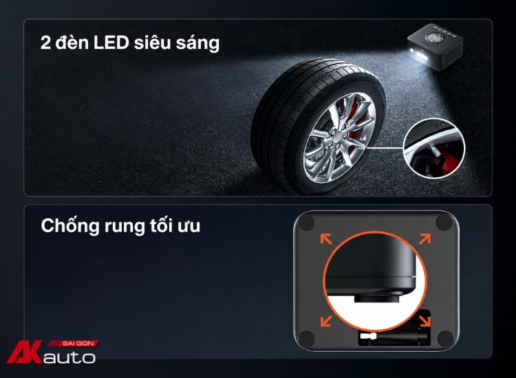 70mai TP07 tích hợp đệm cao su chống rung và cụm đèn LED kép tiện dụng